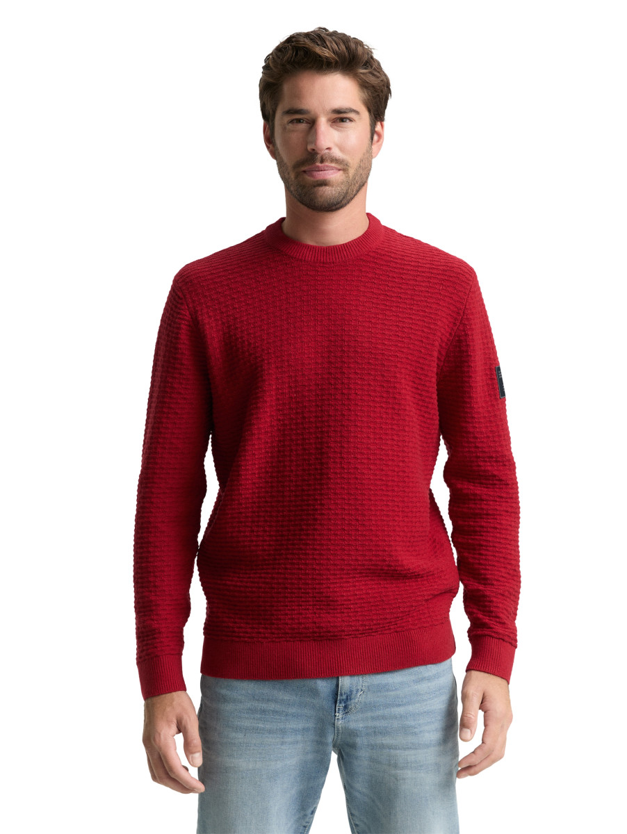 Tom Tailor Strickpullover mit Rundhalsausschnitt - rot (10814)
