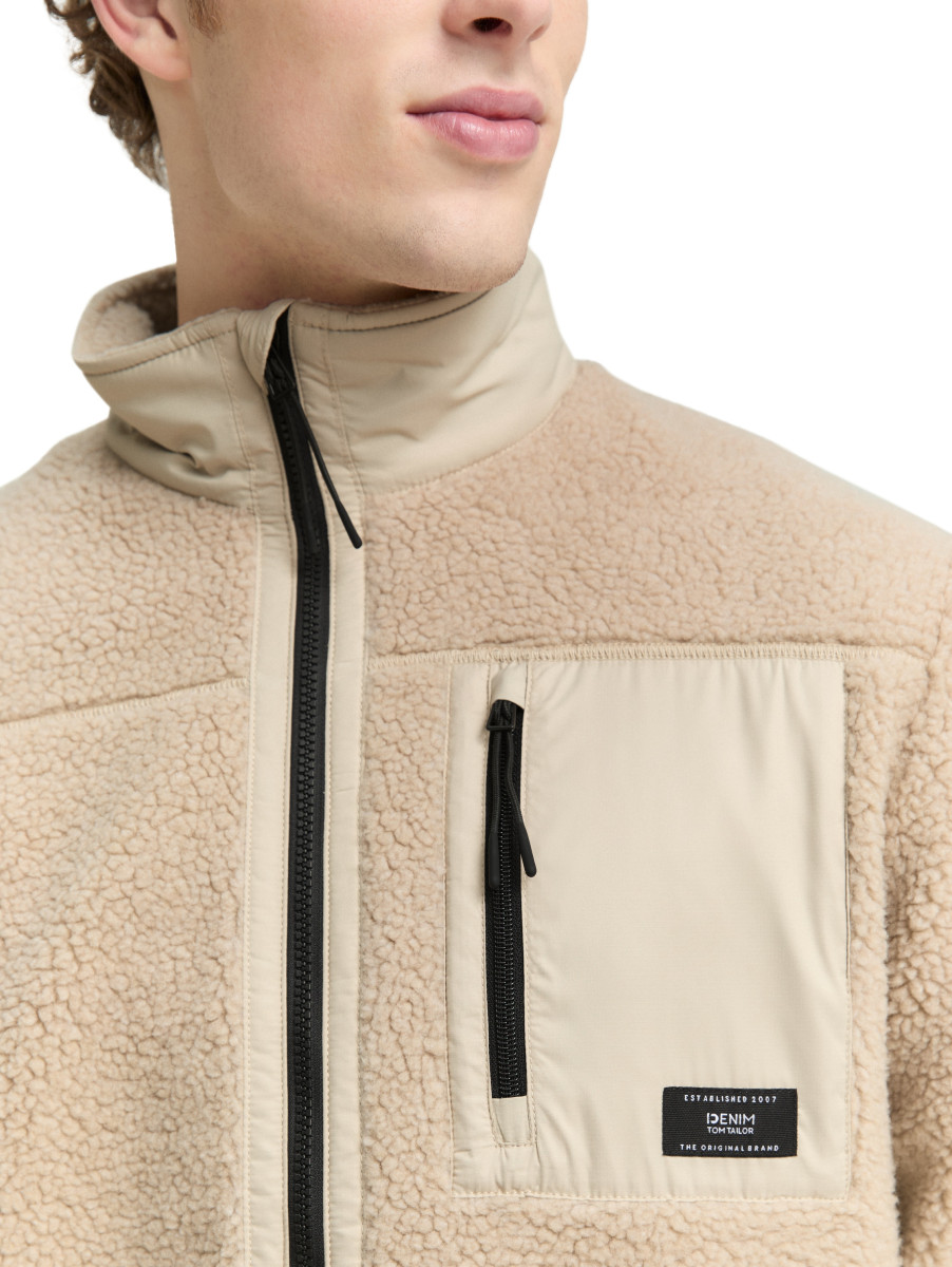 Tom Tailor Denim Teddyjacke mit Stehkragen - beige (11032)