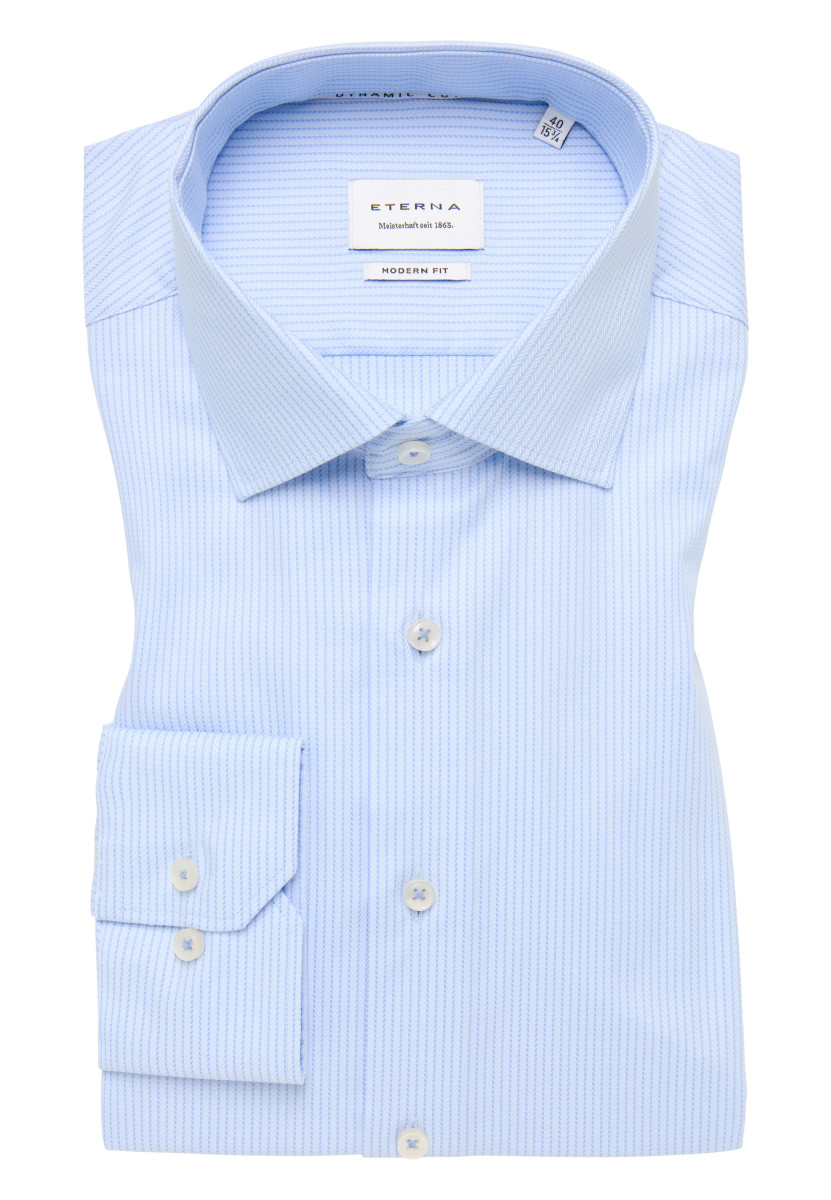 Eterna Modern Fit: Hemd mit Fischgräten Muster - blau (11)