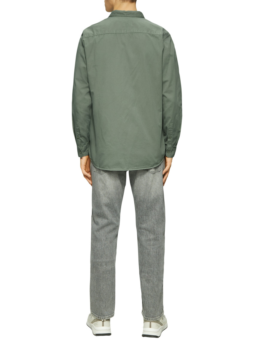 Q/S designed by Regular Fit: Gewaschenes Twillhemd mit Logostickerei - grün (7380)