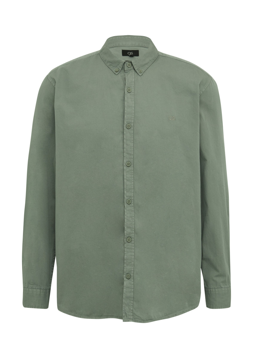 Q/S designed by Regular Fit: Gewaschenes Twillhemd mit Logostickerei - grün (7380)