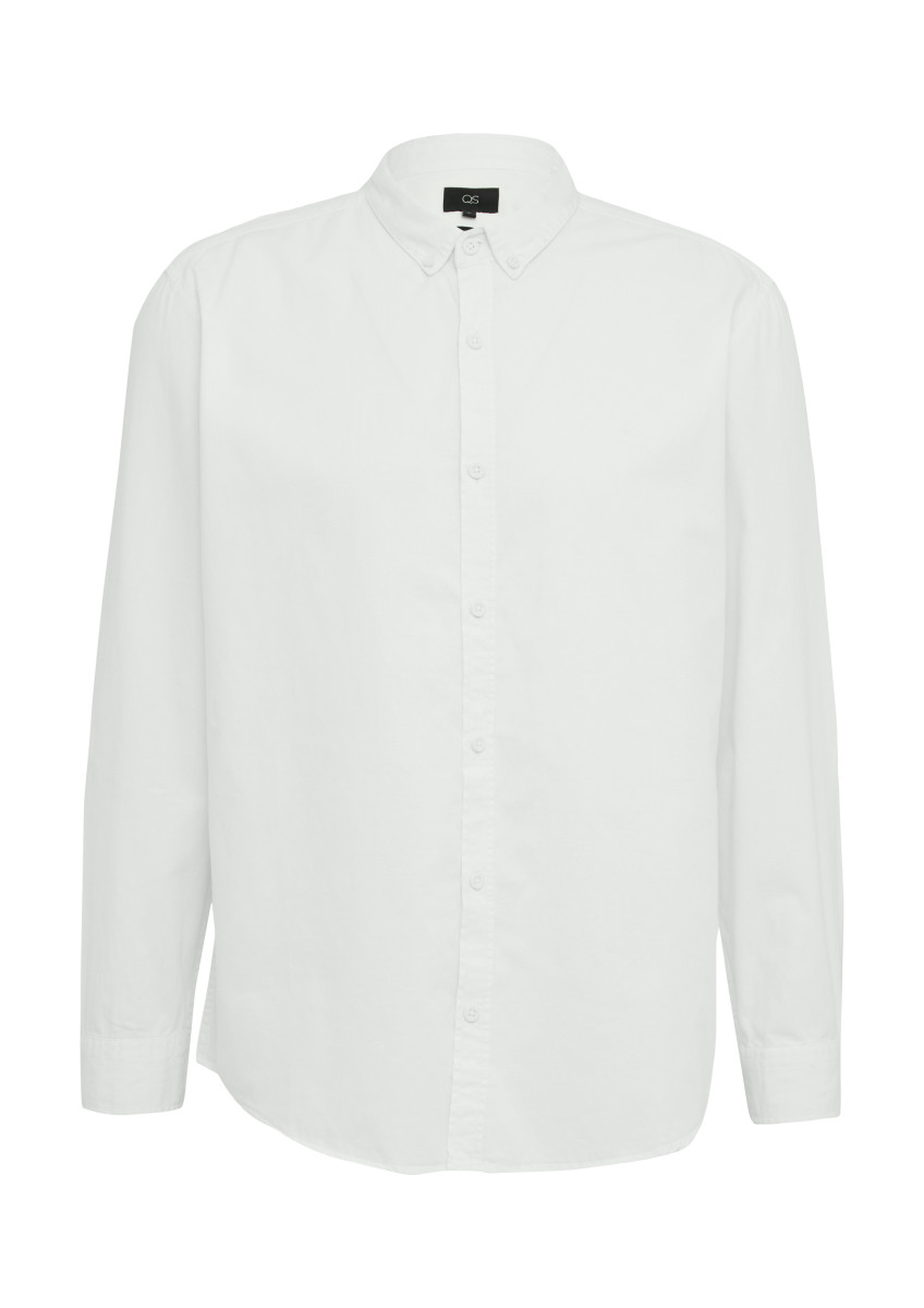 Q/S designed by Regular Fit: Gewaschenes Twillhemd mit Logostickerei - weiß (0100)