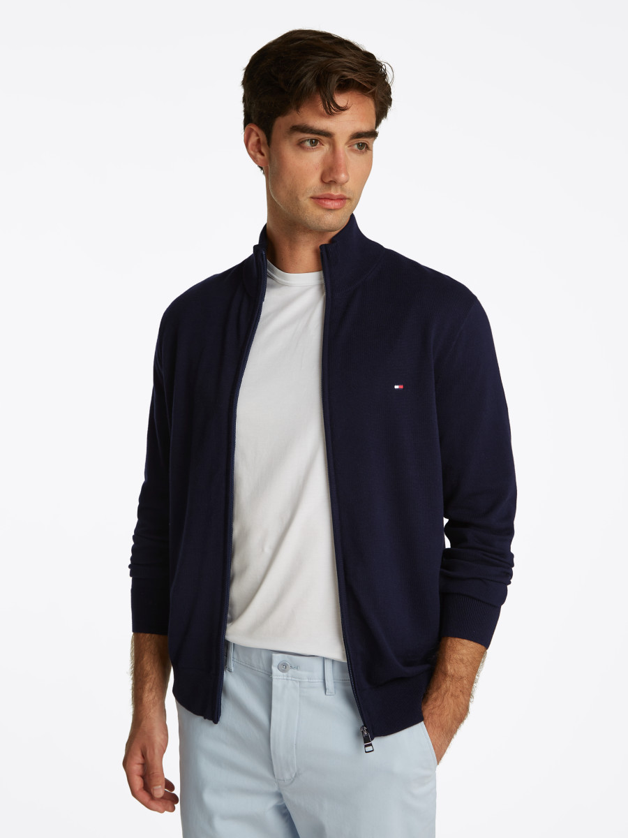 Tommy Hilfiger Reißverschluss-Pullover mit Mock Neck - blau (DW5)