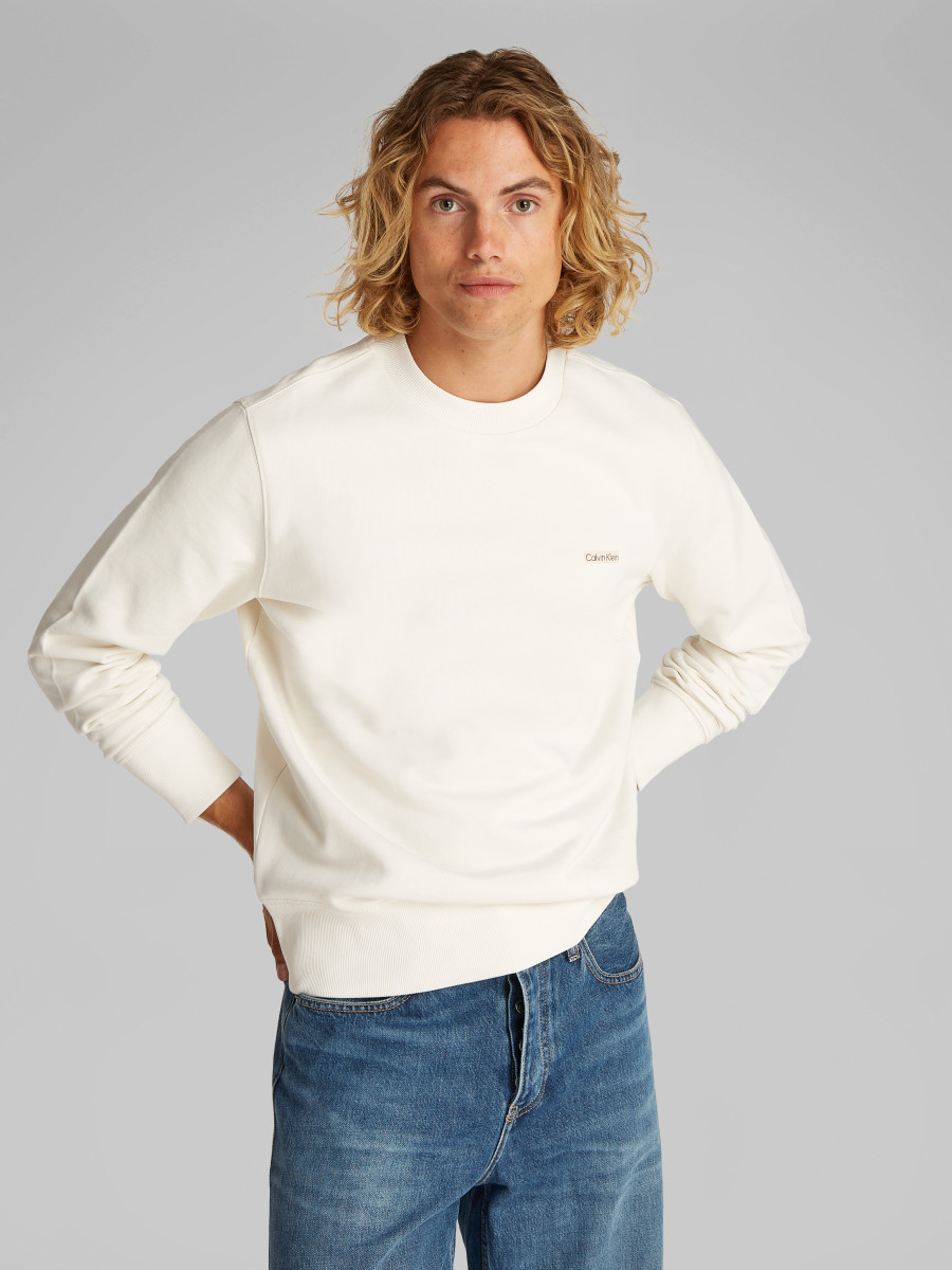 Calvin Klein Sweatshirt aus Baumwollfrottee mit Aufnäher - weiß (YAS)