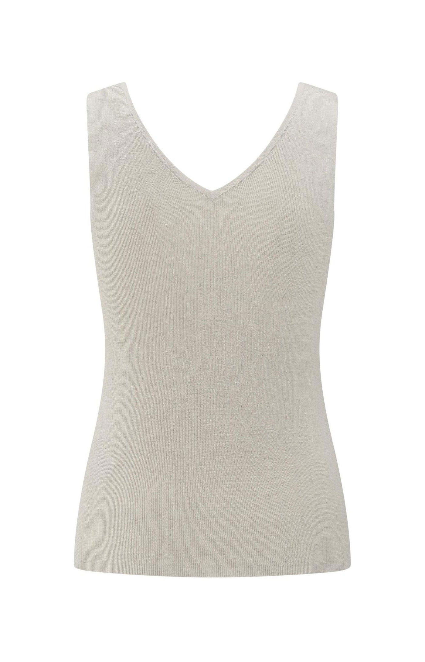 Yaya Feinripp-Strick-Tanktop mit V-Ausschnitt - beige (99951)