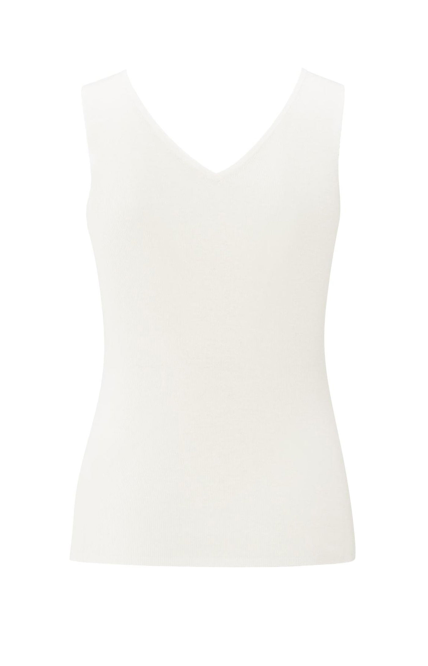Yaya Feinripp-Strick-Tanktop mit V-Ausschnitt - weiß (99691)