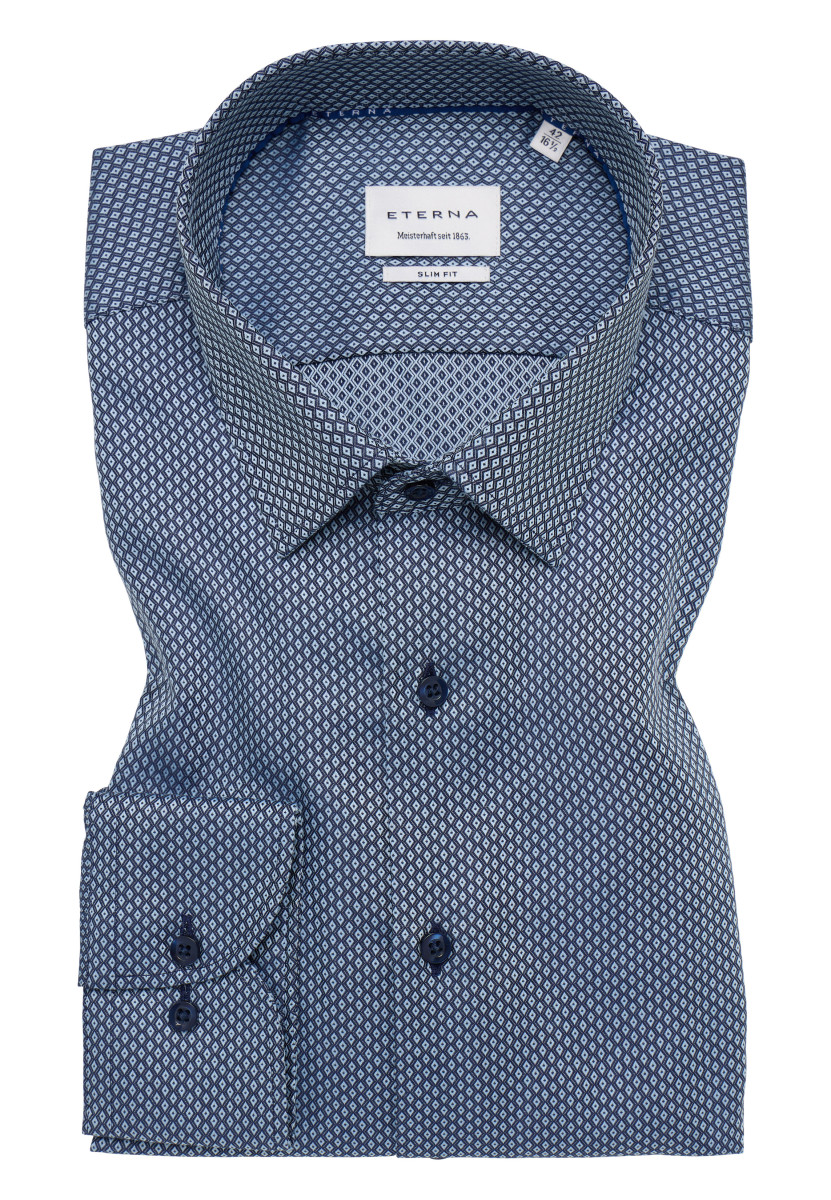 Eterna Slim Fit: Hemd in Dobbydesign - blau (16)