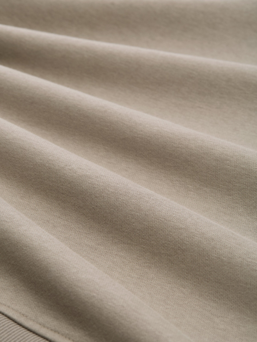 Tom Tailor Denim Troyer Sweatshirt mit Logo-Print - beige (38323)