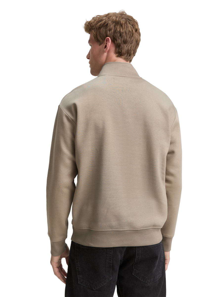 Tom Tailor Denim Troyer Sweatshirt mit Logo-Print - beige (38323)