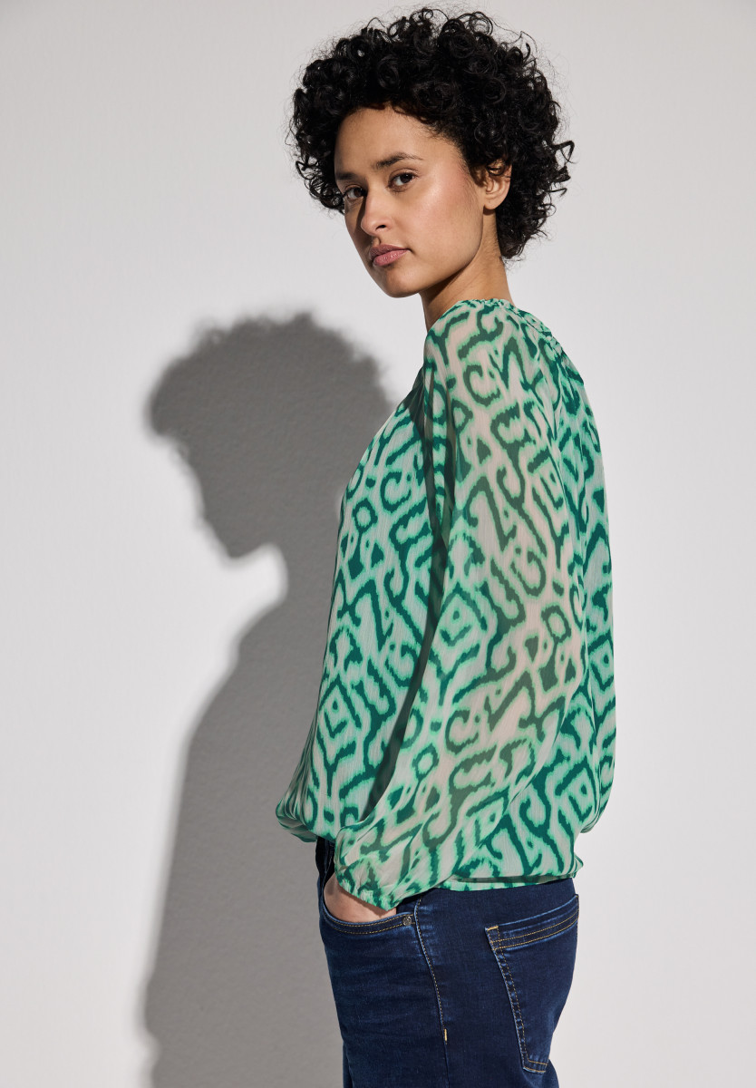 Street One Gemusterte Chiffon-Bluse - grün (36342)