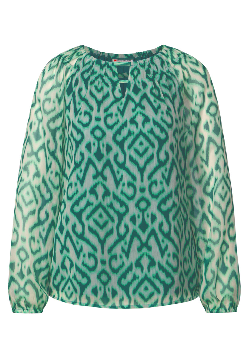 Street One Gemusterte Chiffon-Bluse - grün (36342)
