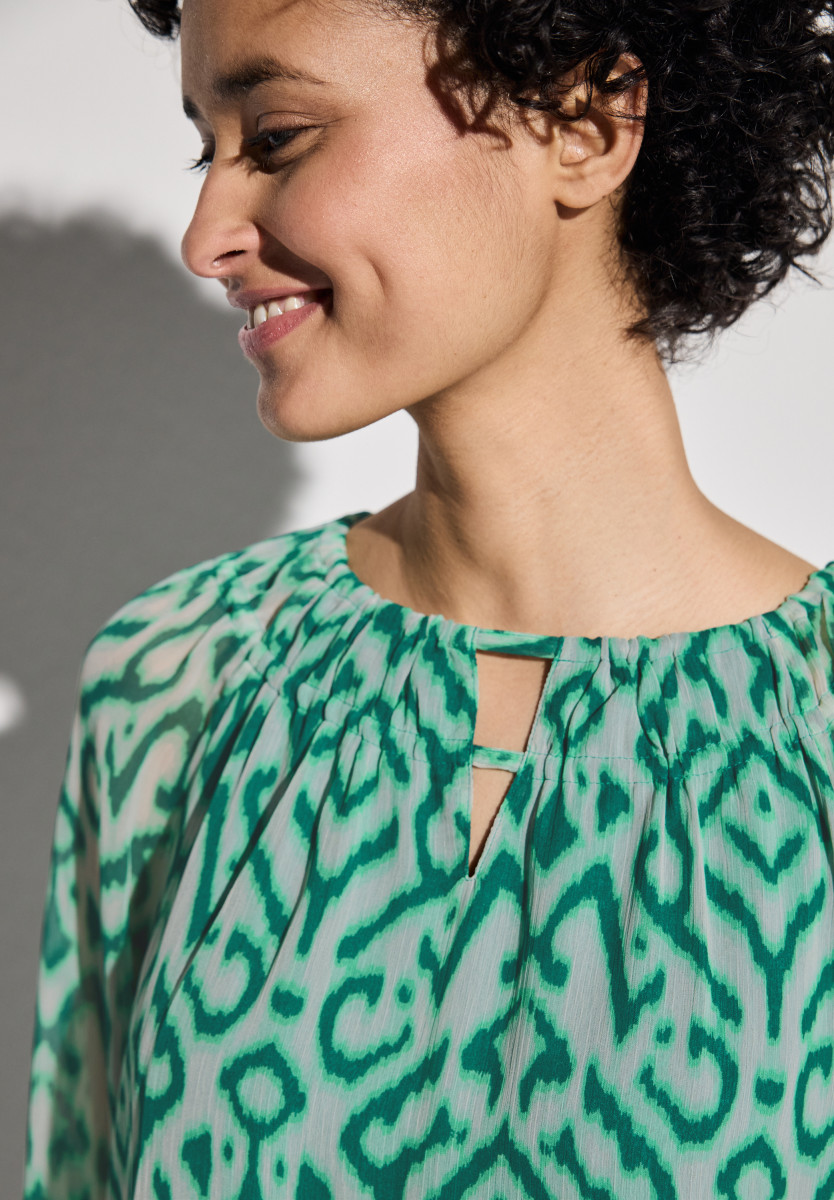 Street One Gemusterte Chiffon-Bluse - grün (36342)