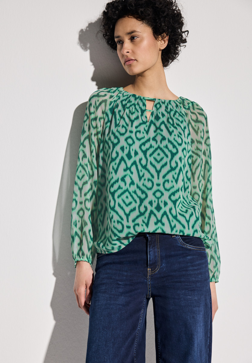Street One Gemusterte Chiffon-Bluse - grün (36342)