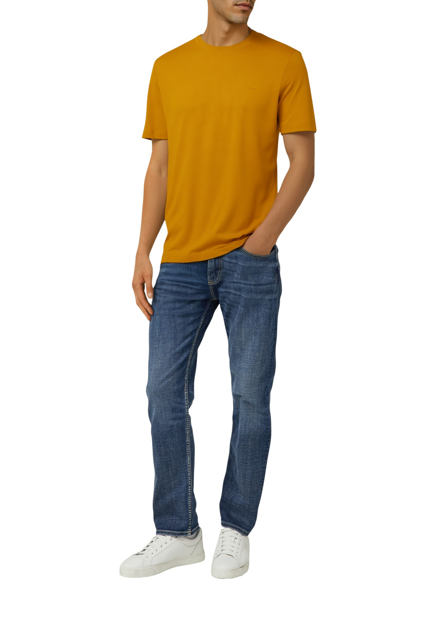 s.Oliver Red Label Baumwoll-T-Shirt mit Logo-Print - gelb (1622)
