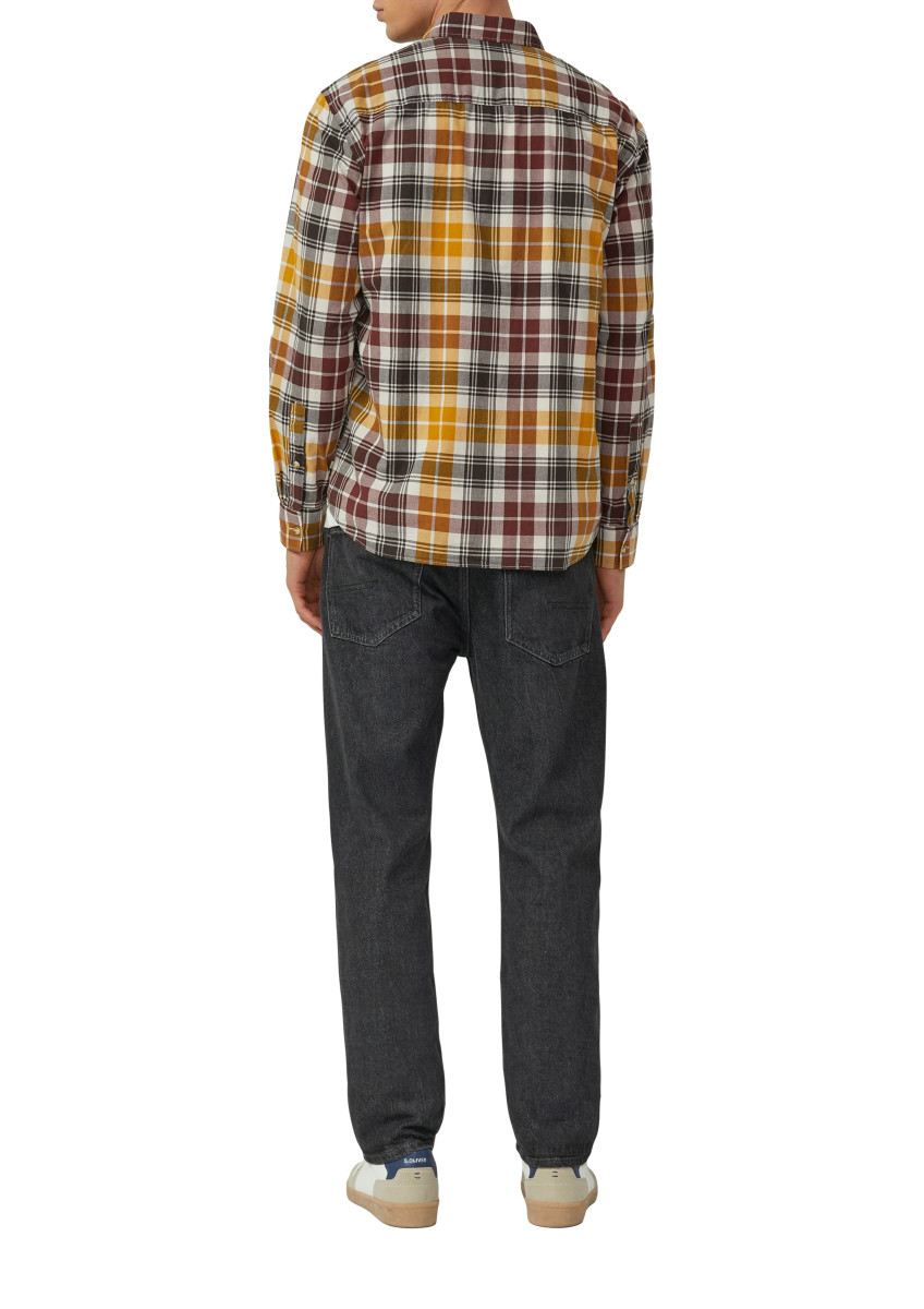 s.Oliver Red Label Regular Fit: Elastisches Button-Down-Hemd mit Karomuster - braun/gelb (39N2)