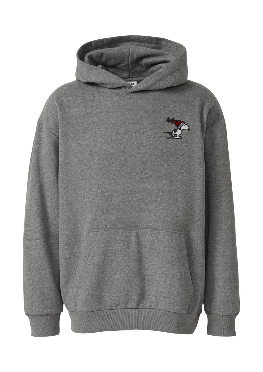 s.Oliver Red Label Kapuzen-Sweatshirt im Relaxed Fit mit Peanuts-Artwork - grau (97D3)