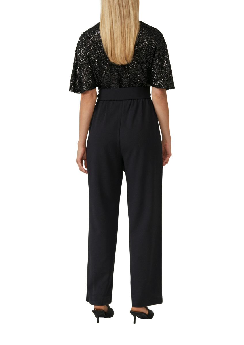 s.Oliver Black Label Festlicher Overall mit Pailletten und V-Ausschnitt   - schwarz (9999)