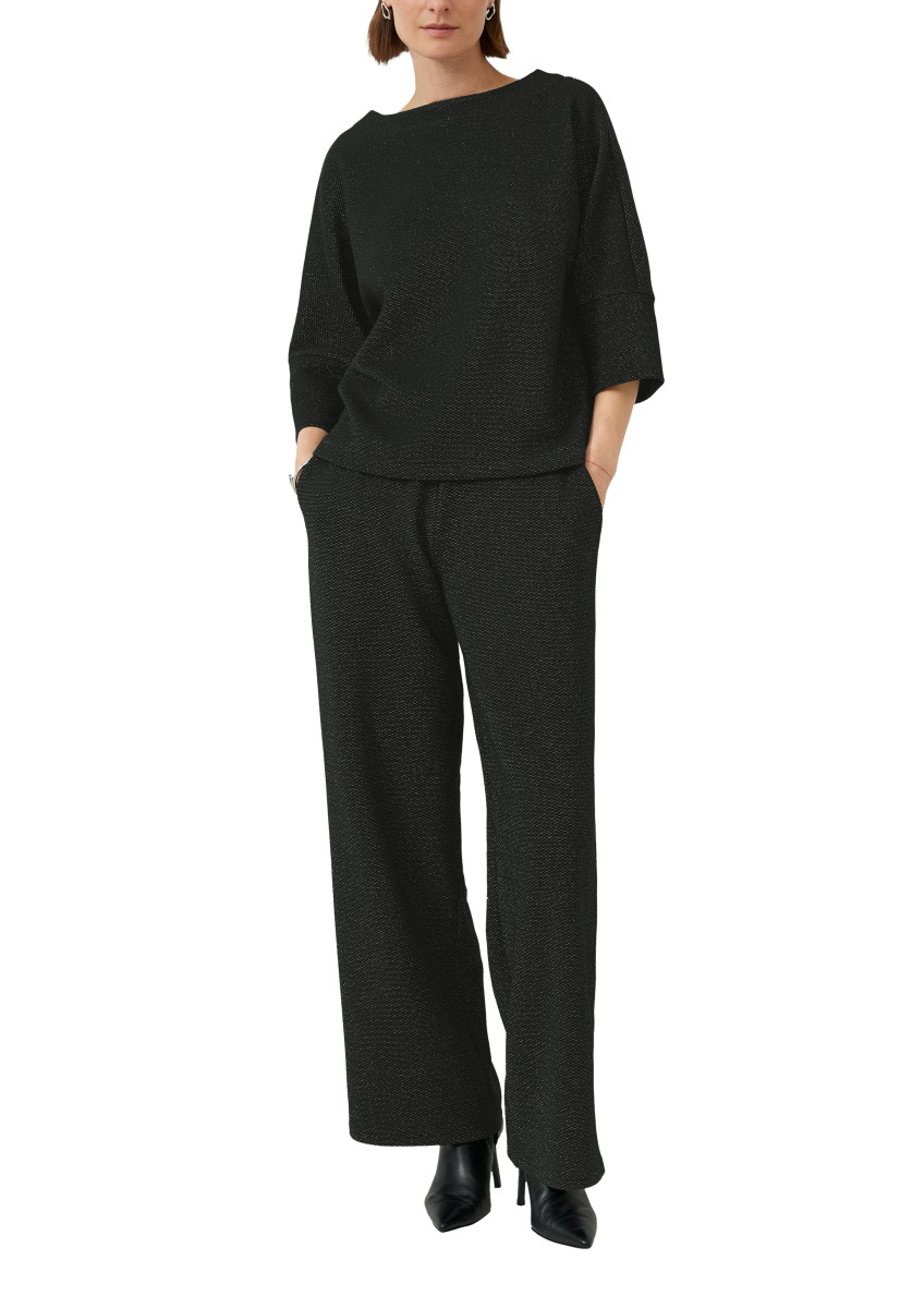 s.Oliver Black Label Stoffhose mit weitem Bein und Jacquard-Muster   - schwarz (9999)