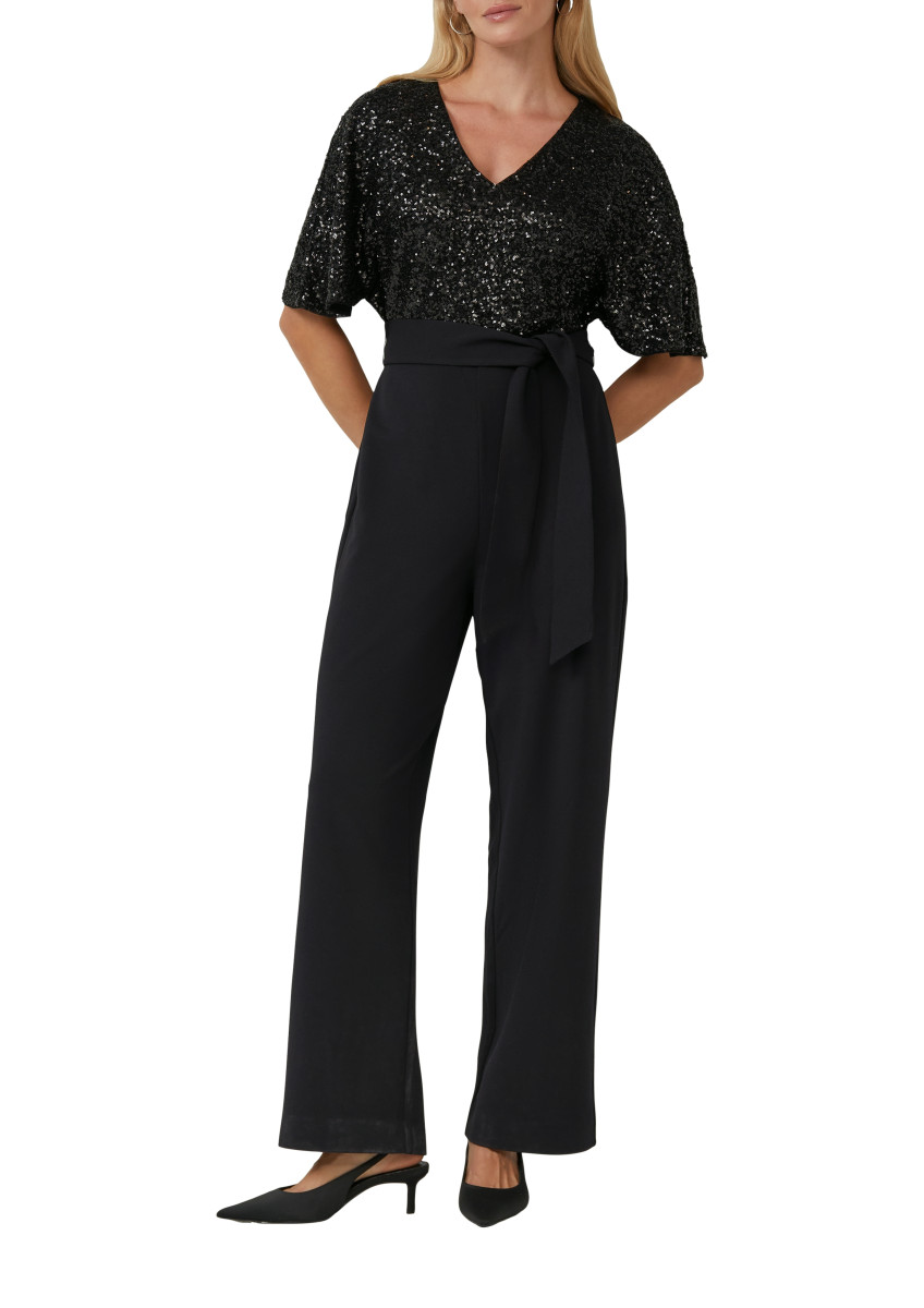 s.Oliver Black Label Festlicher Overall mit Pailletten und V-Ausschnitt   - schwarz (9999)