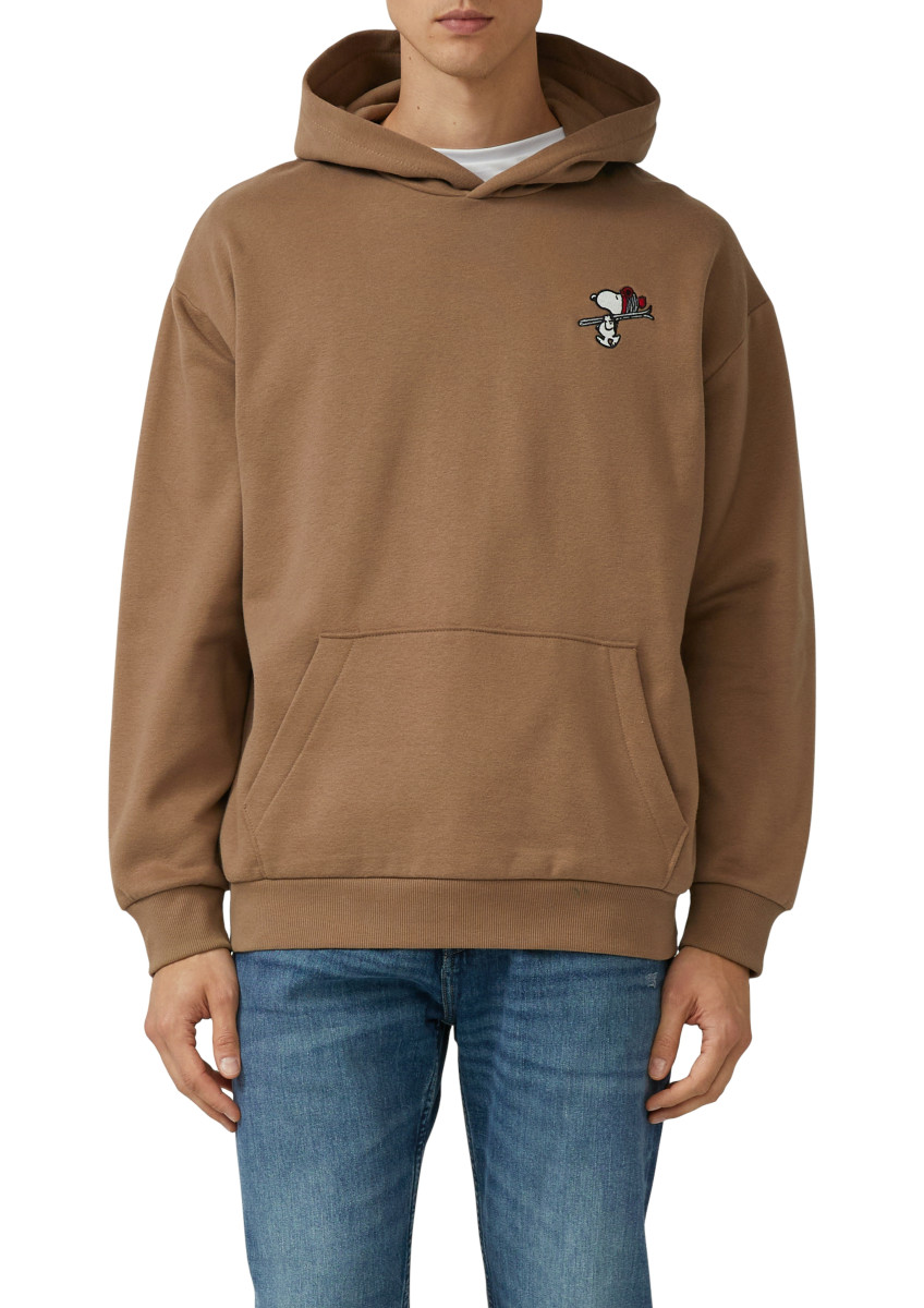 s.Oliver Red Label Kapuzen-Sweatshirt im Relaxed Fit mit Peanuts-Artwork - braun (86D4)