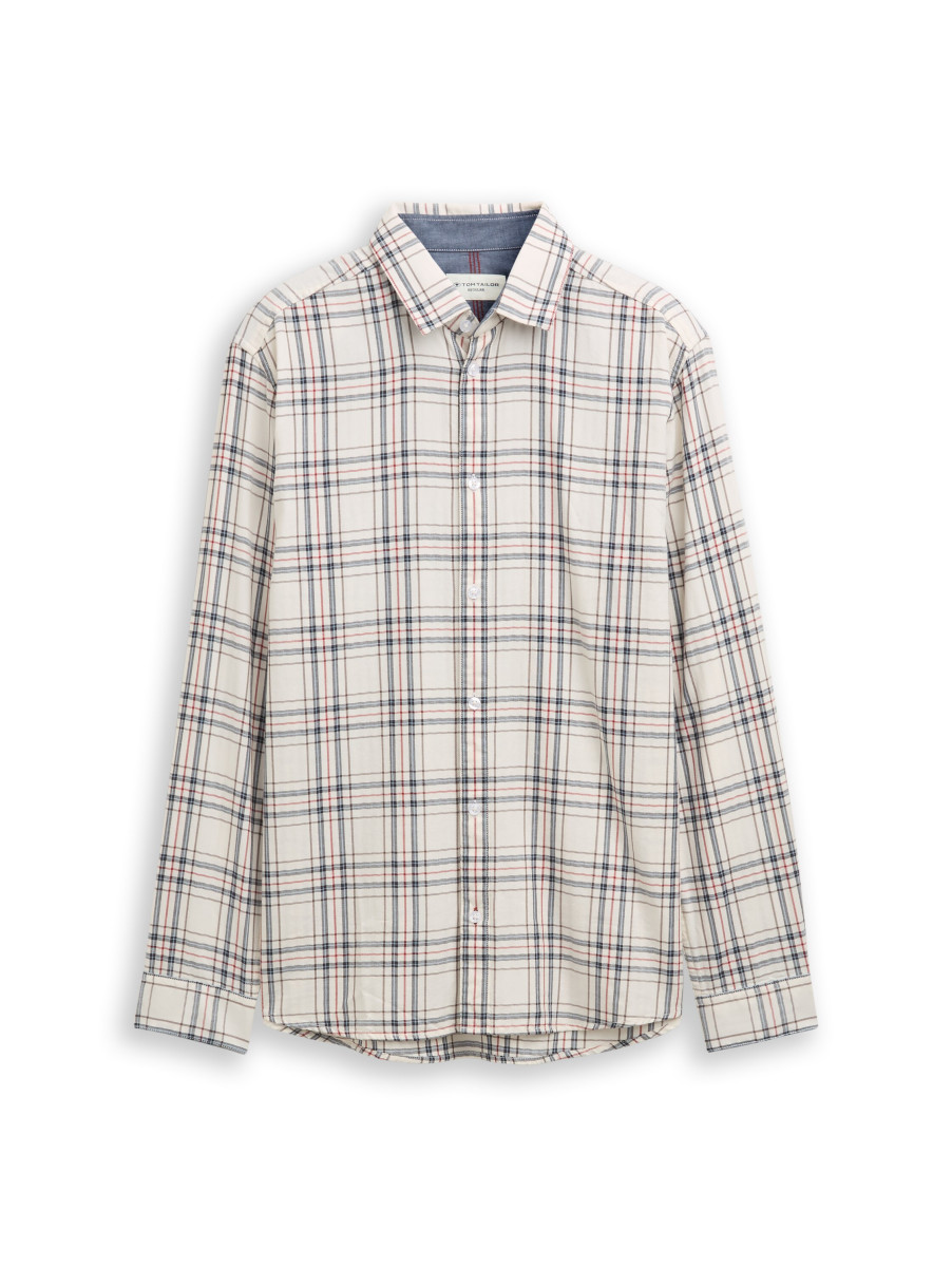 Tom Tailor Regular Fit: Flanell-Hemd mit Muster - weiß (38922)