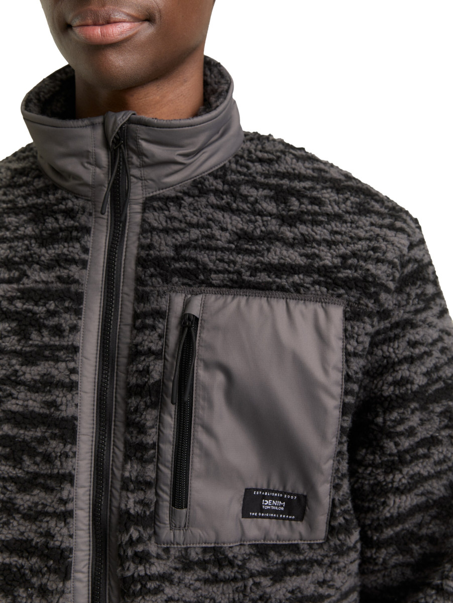 Tom Tailor Denim Teddyjacke mit Stehkragen - grau (39300)