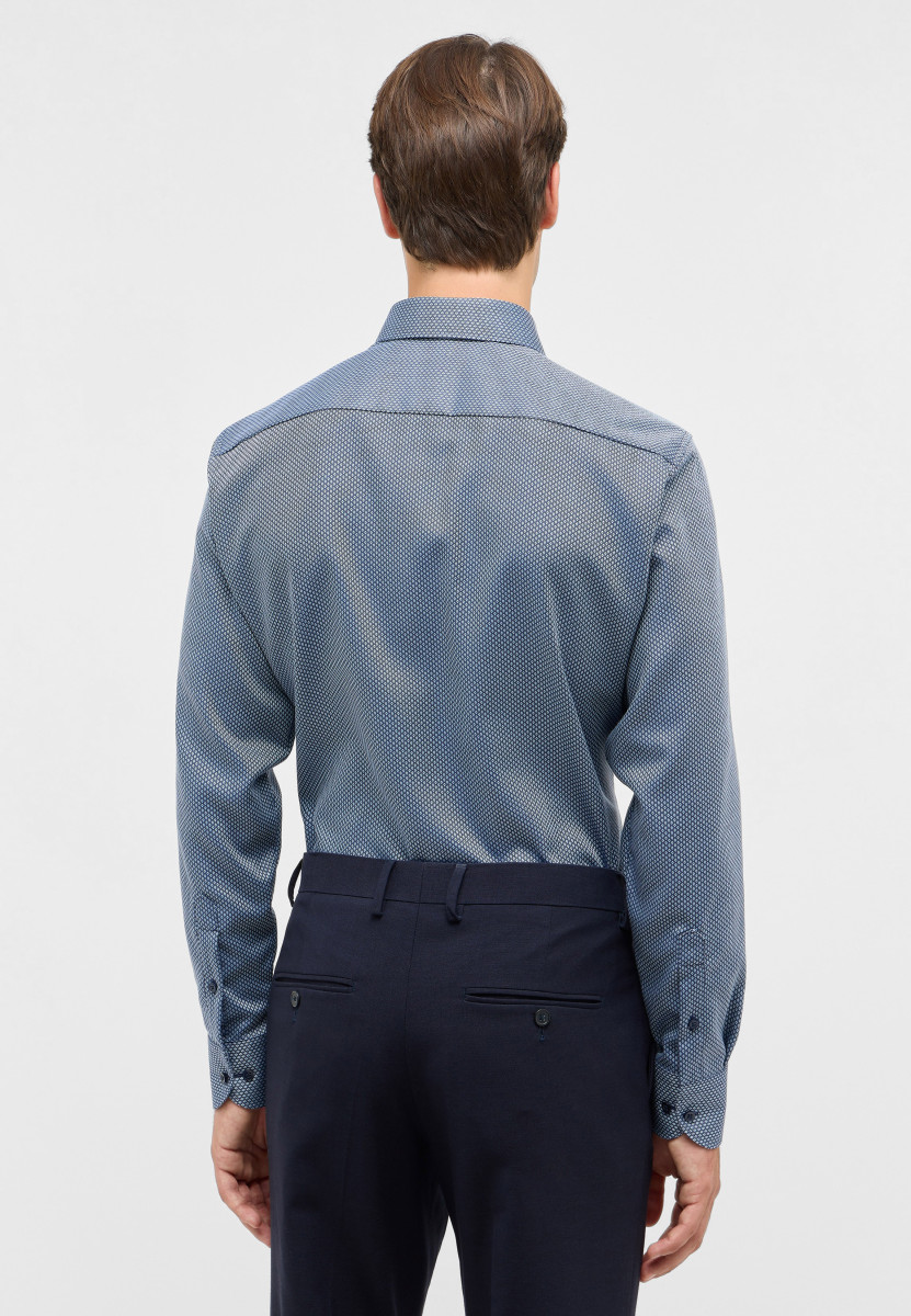 Eterna Slim Fit: Hemd in Dobbydesign - blau (16)