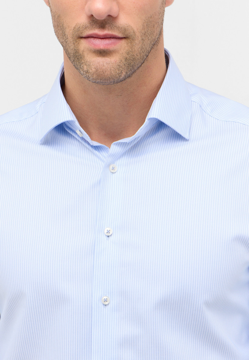 Eterna Modern Fit: Hemd mit Fischgräten Muster - blau (11)