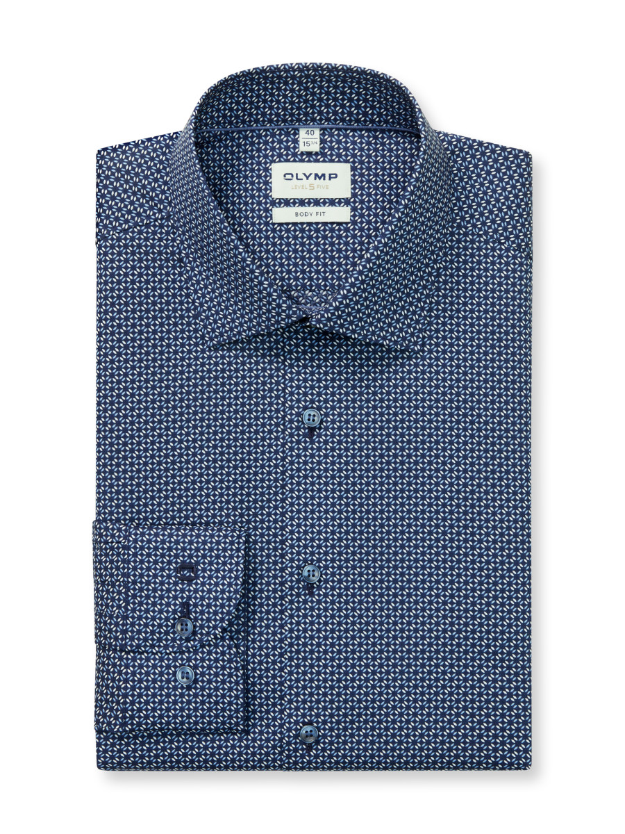 Olymp Hemd mit Minimal-Dessin - blau (18)