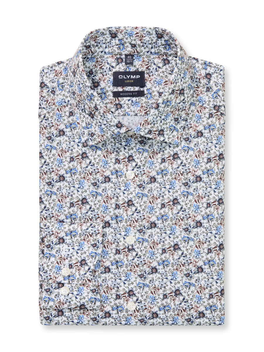 Olymp Modern Fit: Business Shirt - blue/green/white (00)