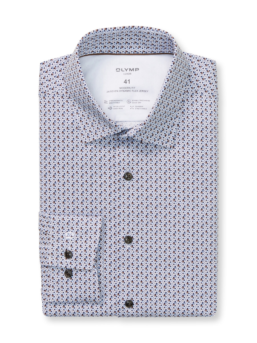 Olymp Modern Fit: Business Shirt - blue/brown/white (00)