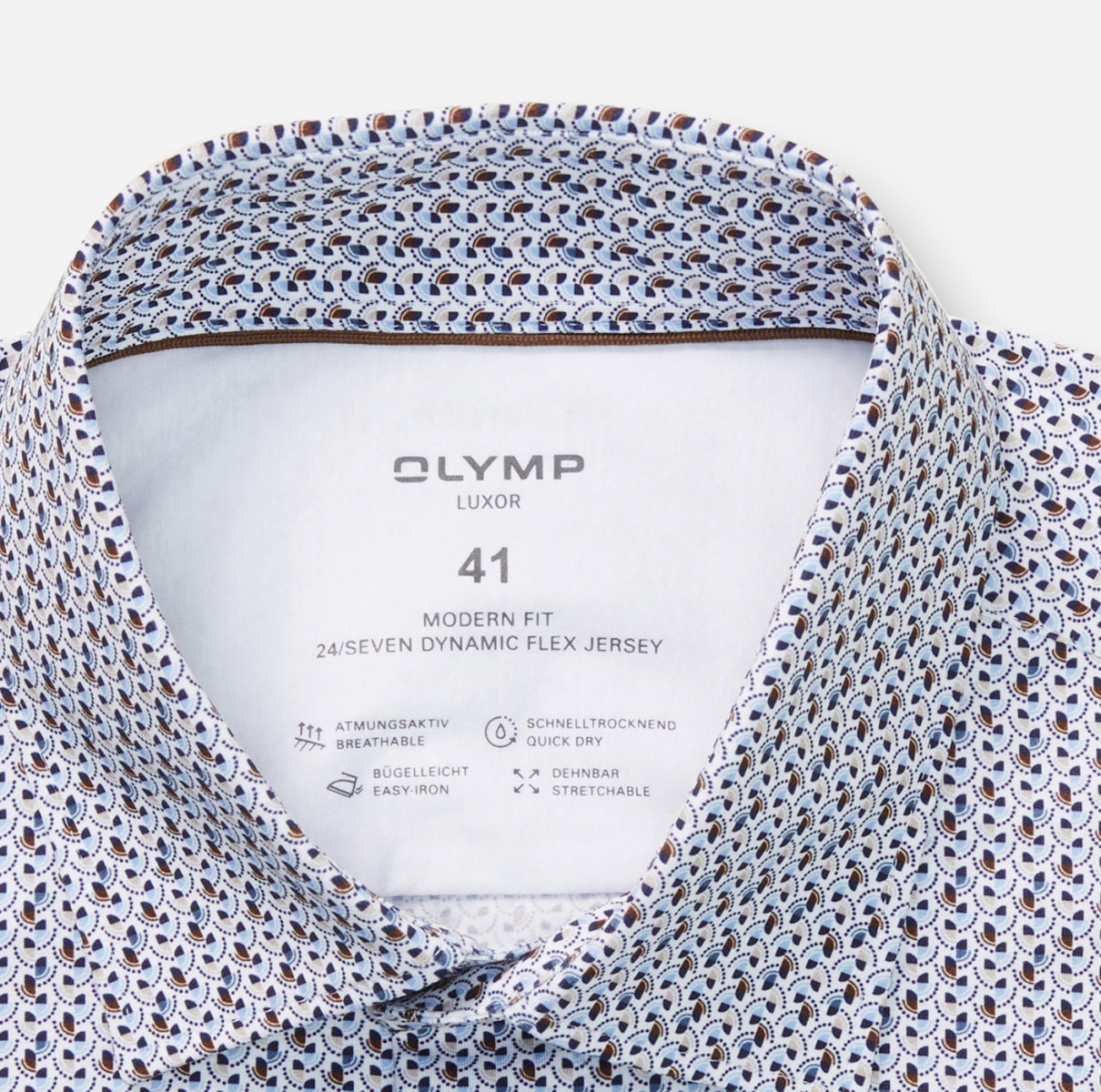 Olymp Modern Fit: Business Shirt - blue/brown/white (00)