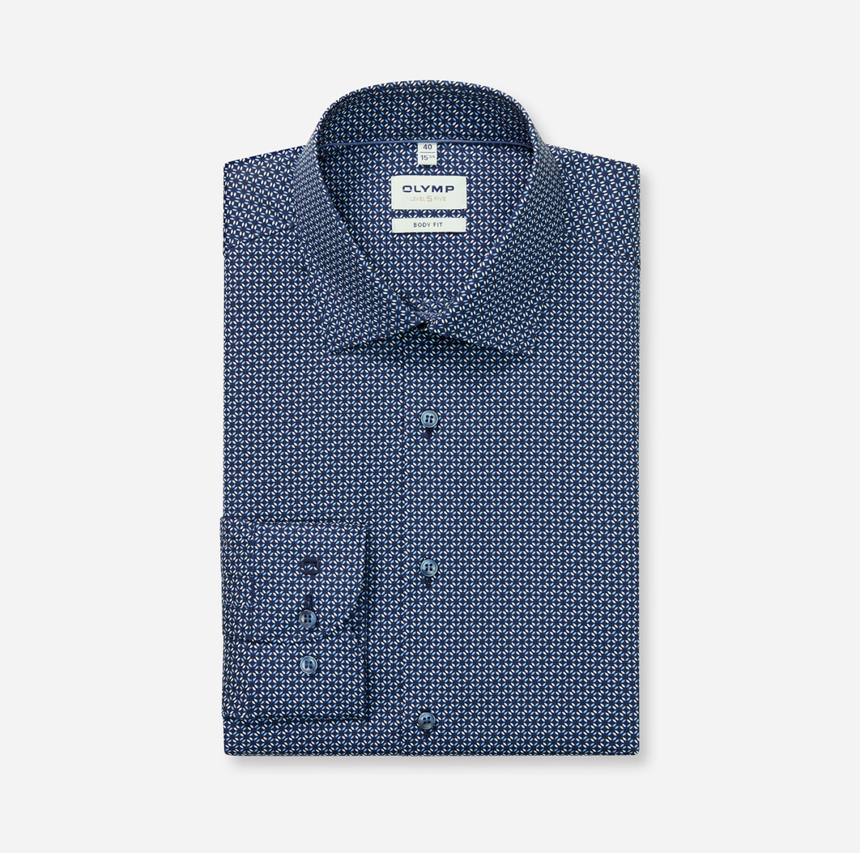 Olymp Hemd mit Minimal-Dessin - blau (18)