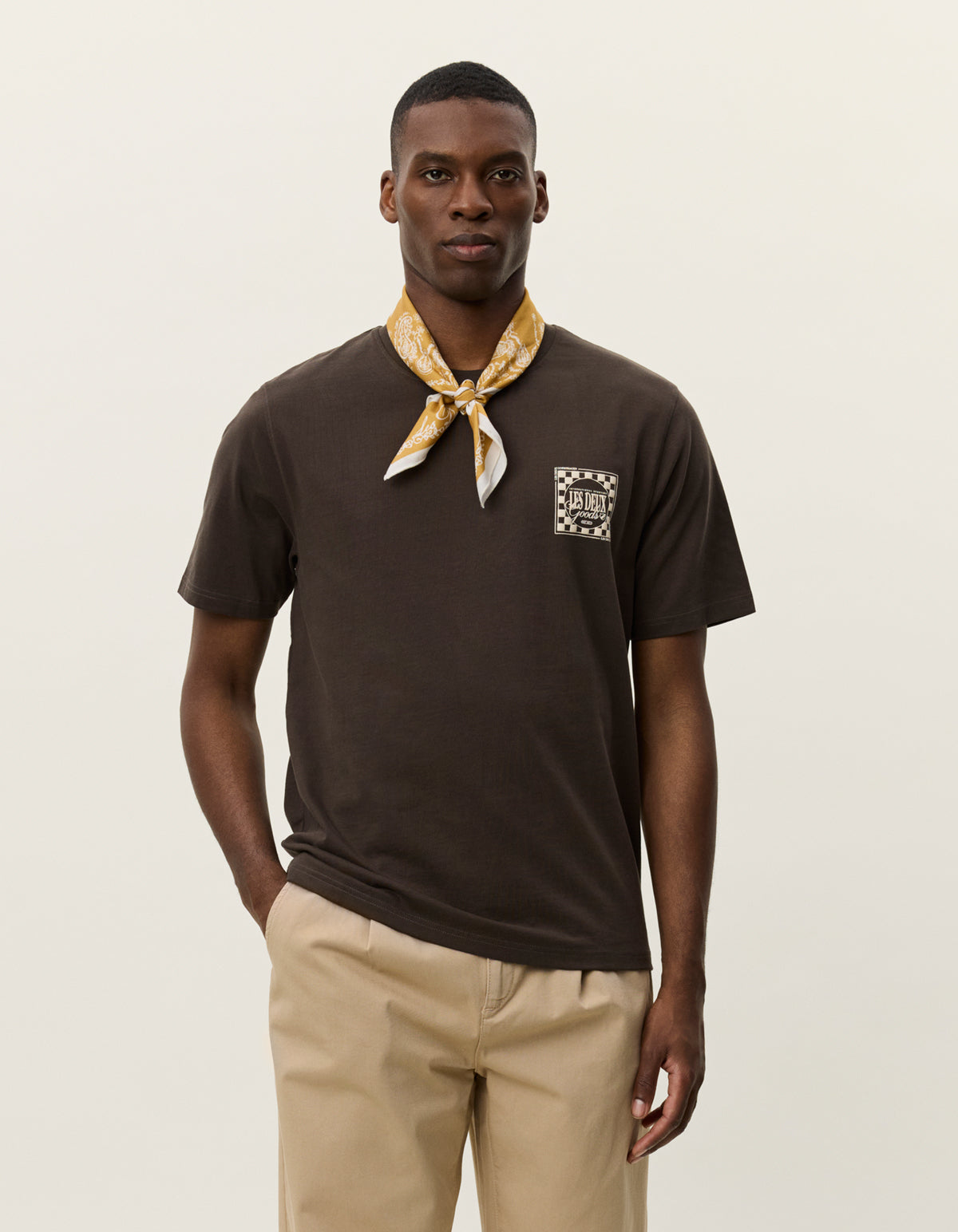 Les Deux T-Shirt mit Logoprint - braun (844)