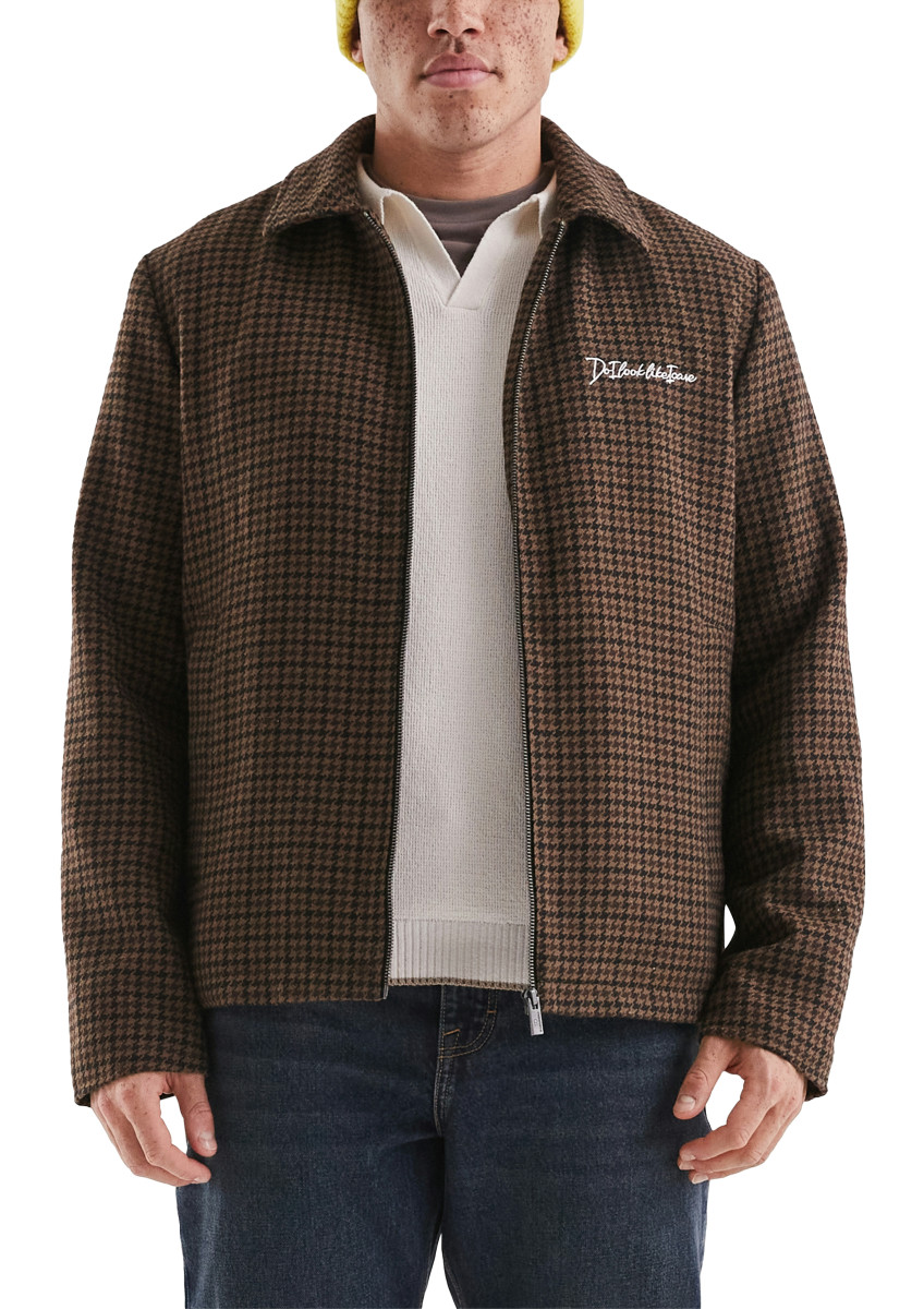 Q/S designed by Hemdjacke aus Wollmischung in Hahnentrittdessinierung - braun (89N0)