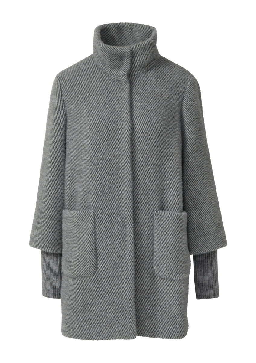 s.Oliver Black Label Flauschiger Mantel mit Stehkragen   - grau (98W4)