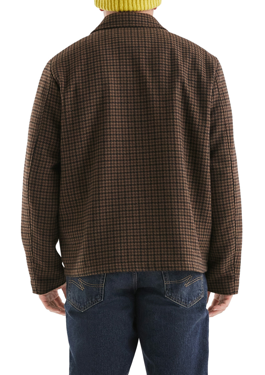 Q/S designed by Hemdjacke aus Wollmischung in Hahnentrittdessinierung - braun (89N0)