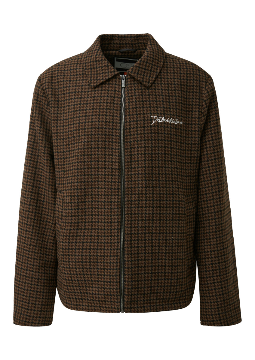 Q/S designed by Hemdjacke aus Wollmischung in Hahnentrittdessinierung - braun (89N0)