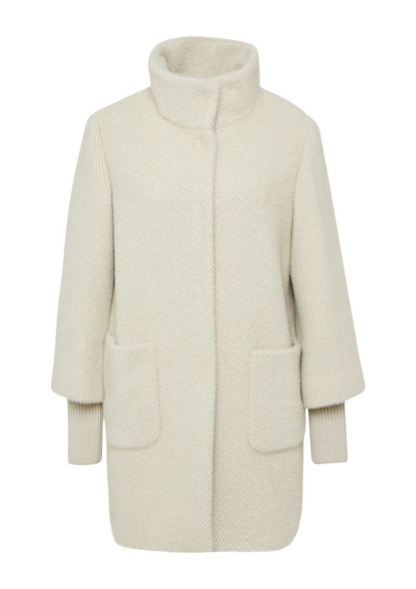 s.Oliver Black Label Flauschiger Mantel mit Stehkragen   - beige (80W4)