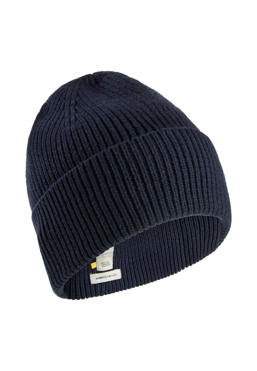 Camel active Beanie made from a cotton-cashmere mix - blue (48)