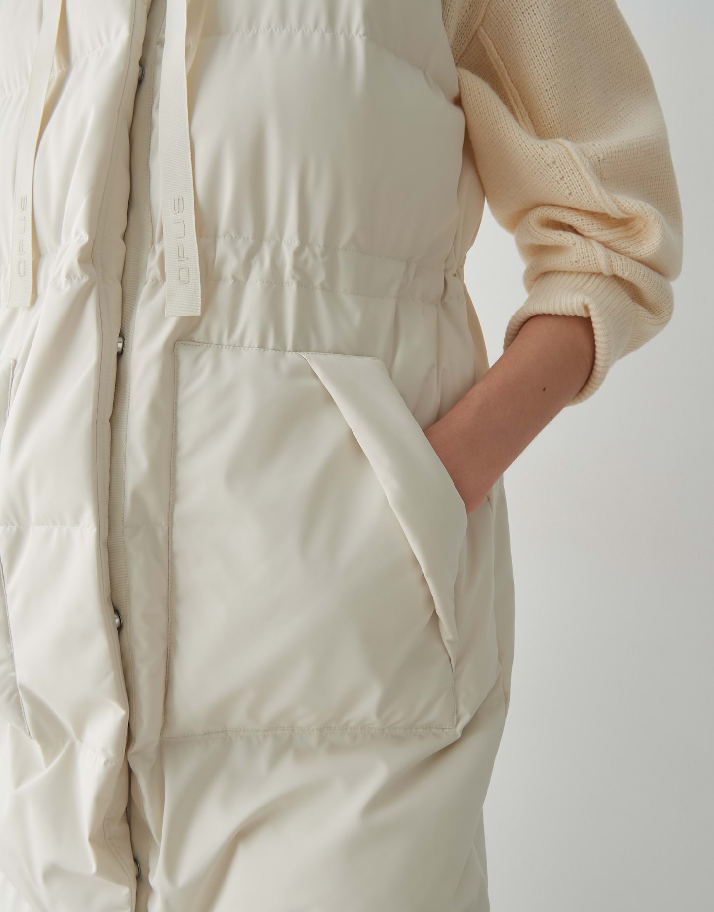 Opus Regular Steppweste mit Kapuze - Walma - beige (1006)