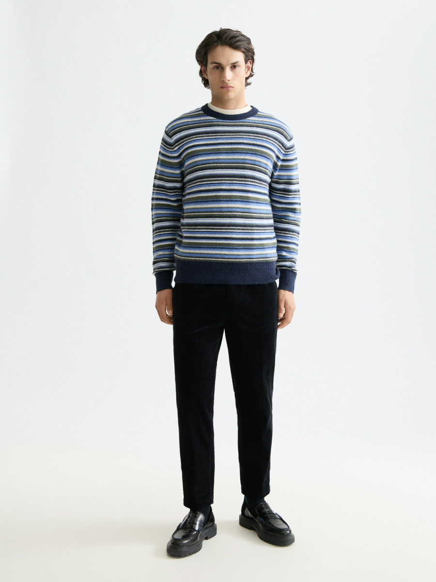 Scotch & Soda Weicher Strickpullover mit Streifen und normaler Passform - blau (410(Peacoat Multi Stripe))