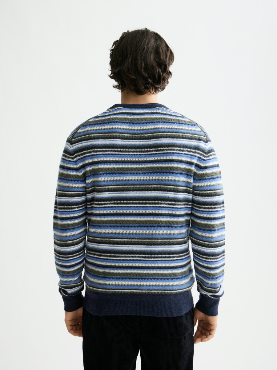 Scotch & Soda Weicher Strickpullover mit Streifen und normaler Passform - blau (410(Peacoat Multi Stripe))
