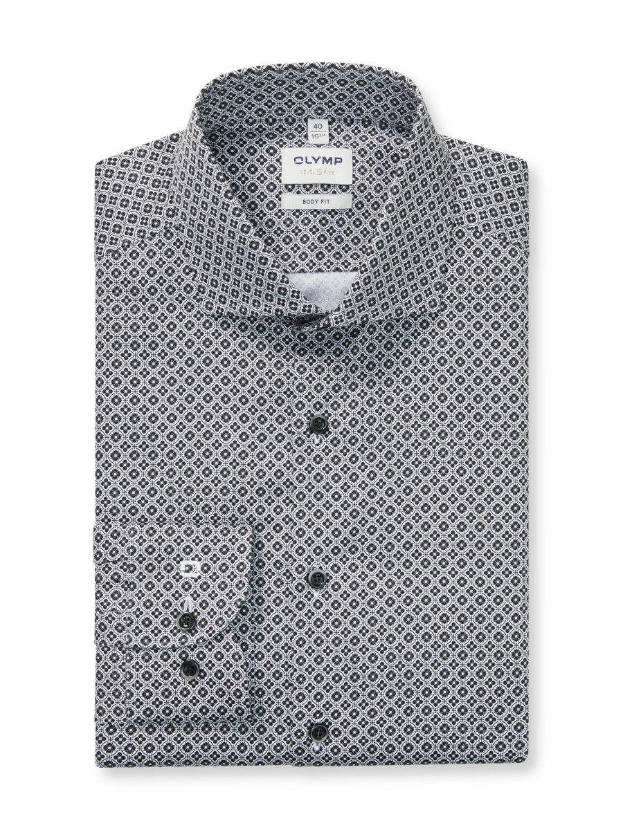 Olymp Body Fit: Business Shirt - black/white (68)
