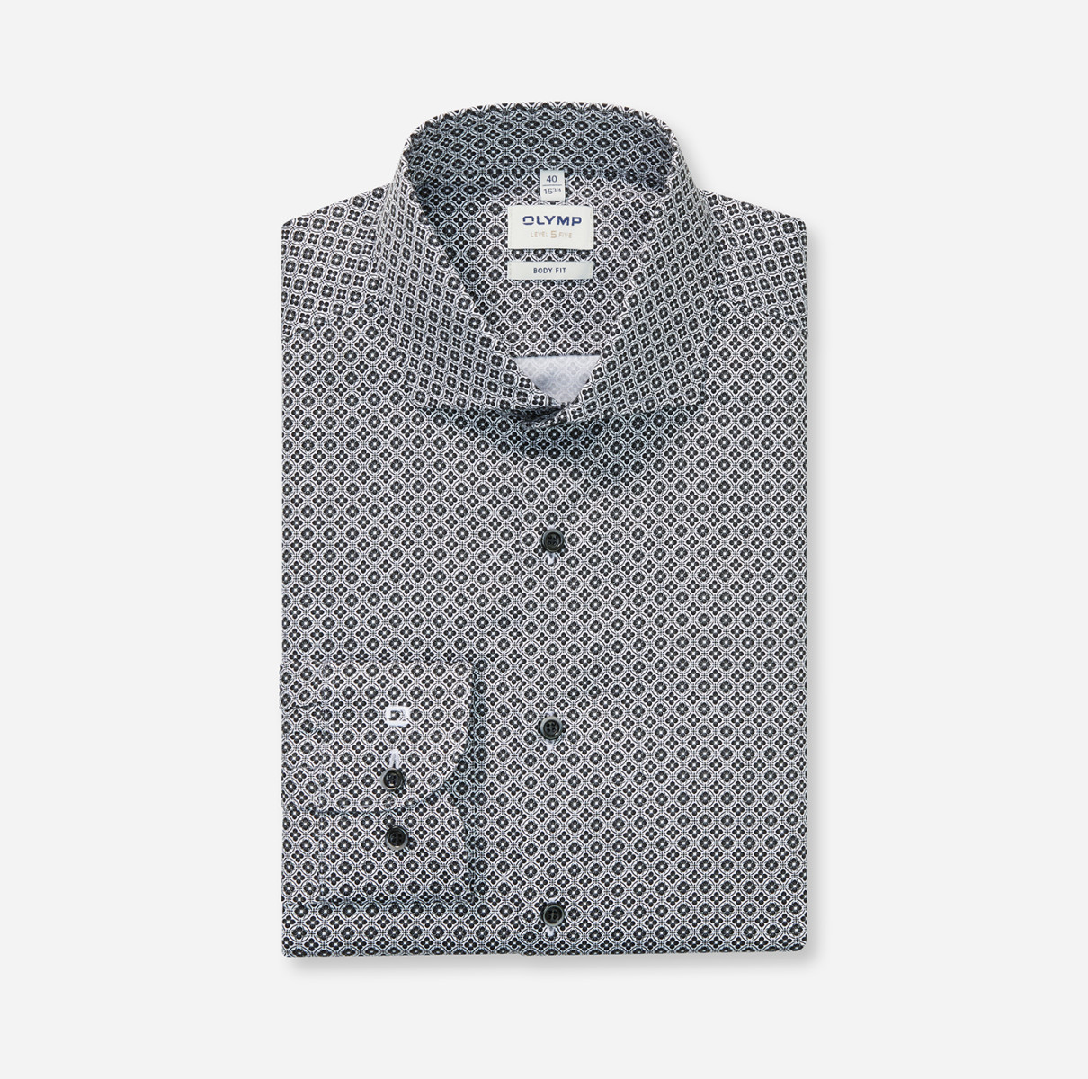 Olymp Body Fit: Business Shirt - black/white (68)