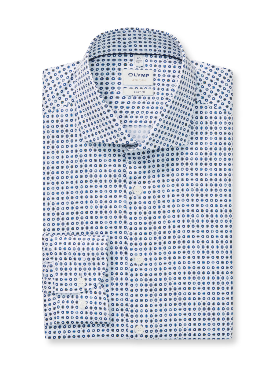 Olymp Body Fit: Businesshemd - blau/weiß (00)
